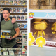 A picture of the two men involved with the record breaking deal and a close-up photo of the rare figures themselves.